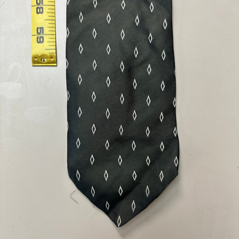 Bruno Piattelli Mens Silk Tie Black White Diamond Geometric Extra Long USA Made - Picture 6 of 6